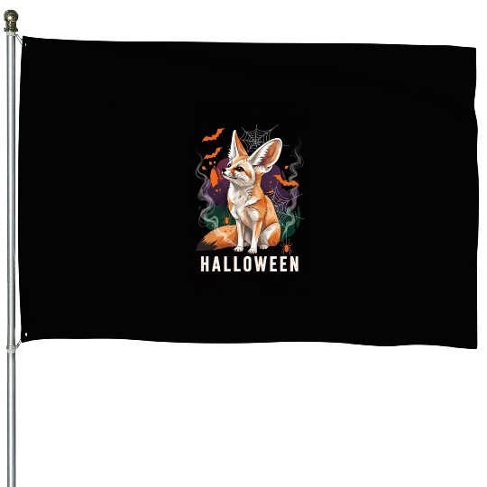 Spooky Fox with Halloween Decor House Flags