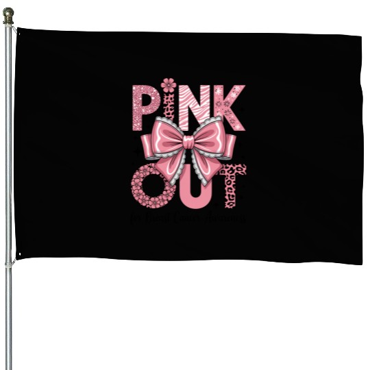 Pink Out Breast Cancer Awareness Coquette Bow  House Flags