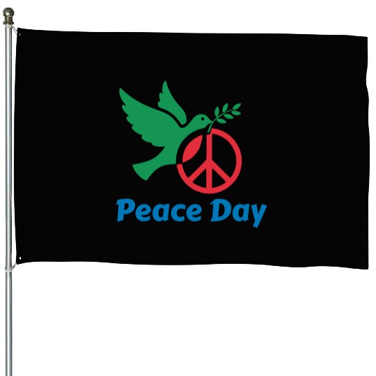 Peace Day Dove with Olive Branch House Flags