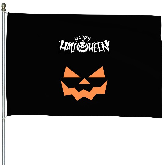 Spooky Jack-O-Lantern Halloween Design House Flags