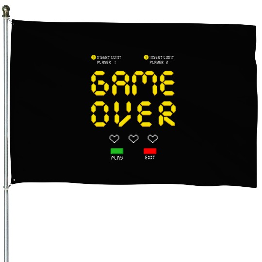Pixelated Video Game Heart Game Over House Flags
