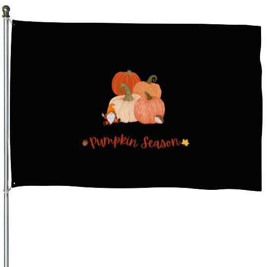 Autumn Pumpkin Harvest Illustration House Flags