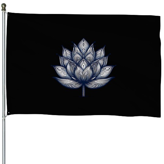 Intricate Mandala Lotus Design House Flags