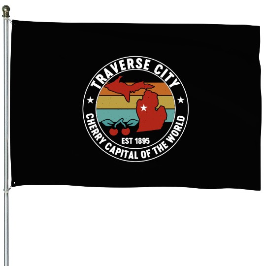 Traverse City Michigan Retro Cherry Capital House Flags