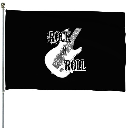 Rock and Roll Electric Guitar Design House Flags