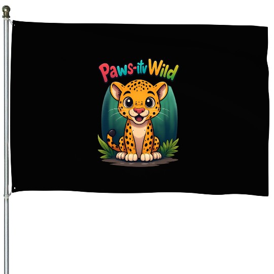 Paws TV Wild Cute Leopard Cartoon House Flags