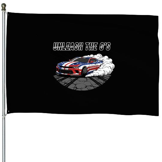 Patriotic American Muscle Car House Flags