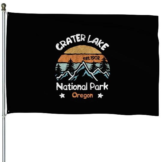 Crater Lake Oregon US National Park Camping Hiking House Flags