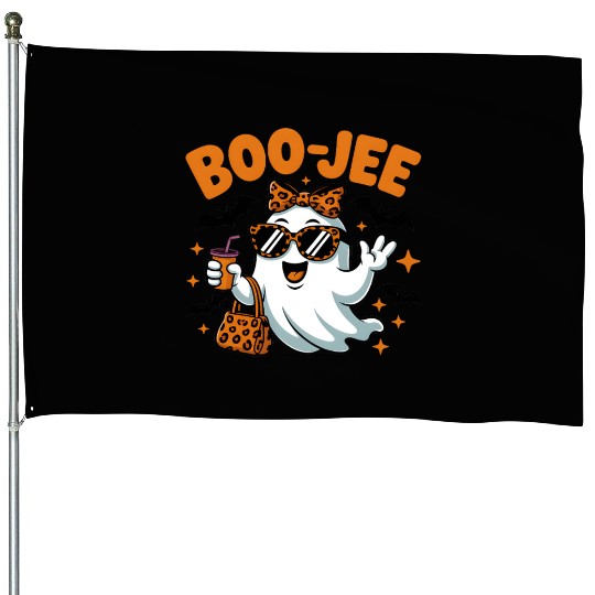 Boo-Jee Ghost Cute Leopard Print Halloween Boojee House Flags