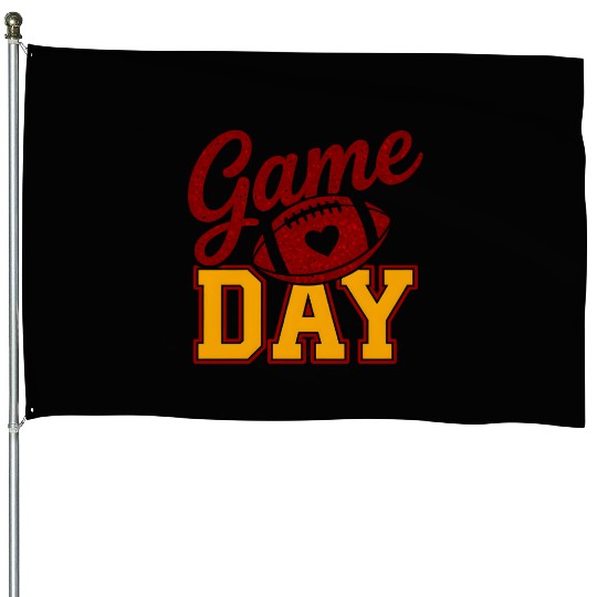 Game Day Football House Flags Glitter Heart Cute Varsity