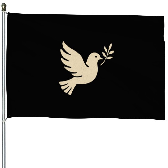 Elegant Dove with Olive Branch Design House Flags