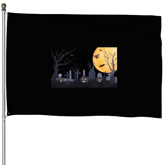 Trick-or-Treat Pumpkin Graveyard House Flags