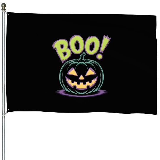 Spooky Halloween Jack-o'-Lantern Design House Flags
