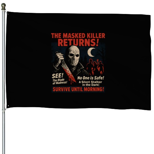 Masked Killer Returns Slasher Movie Poster Vintage House Flags