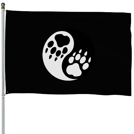 wolf paw ying yang House Flags