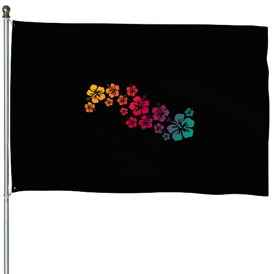 hibiscus blooms - colored House Flags