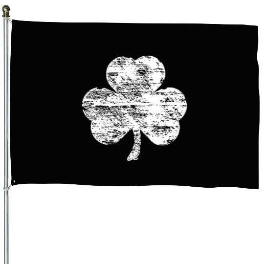 Distressed White Shamrock House Flags