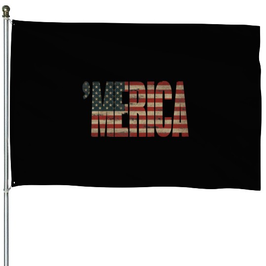 Vintage Distressed US Flag 'MERICA House Flags