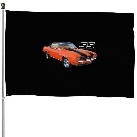 1969 Orange Camaro House Flags