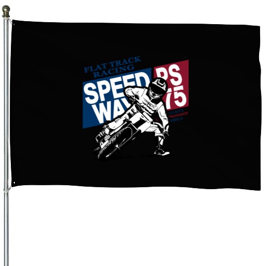 Flat Track Rider - Speedway Racing House Flags