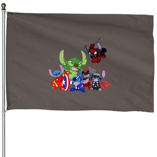 Stitch Avengers Marvel Deadpool Disneyland House Flags