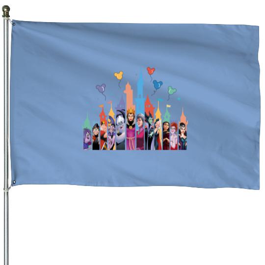 Disney Villain Castle House Flags, Disney House Flags, Maleficent Ursula Evil Queen House Flags
