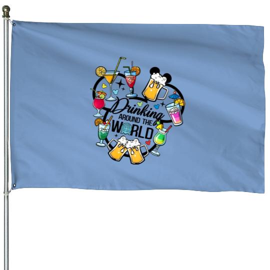 Drinking Around The World, Snacking around the world, Epcot Disney House Flags, Disney Family House Flags, Disney Trip House Flags