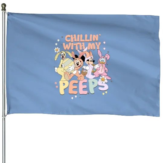Disney Easter House Flags, Chilling With The Peeps Disney, Mickey Easter, Mickey And Friends Easter House Flags