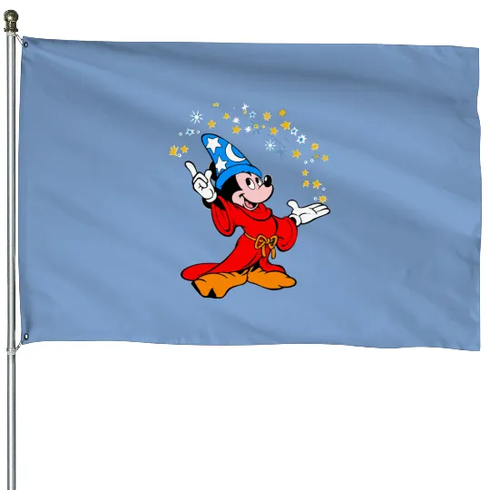 Retro Disney Fantasia Sorcerer Mickey Mouse Magic Wizard House Flags, Magic Kingdom WDW House Flags
