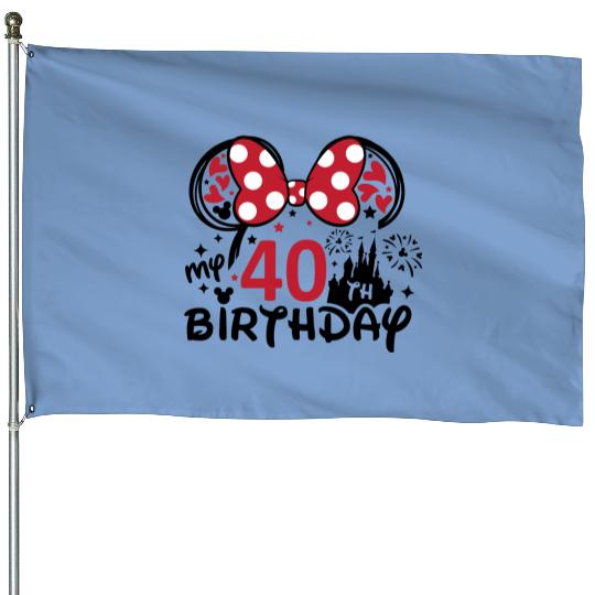 40th Birthday House Flags, Disneyland Birthday House Flags, Minnie 40 Years Old House Flags