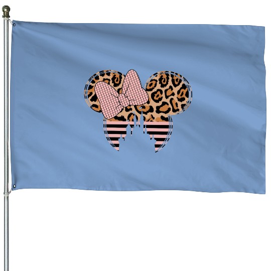 Disney Leopard Minnie Mouse House Flags, Disney Castle House Flags