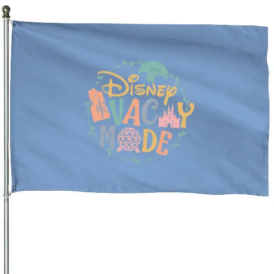 Disney Vacay Mode House Flags, Disney Epcot House Flags, Disney Castle House Flags
