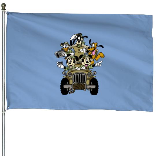 Mickey & Friends Animal Kingdom Safari Jeep House Flags | Disney House Flags