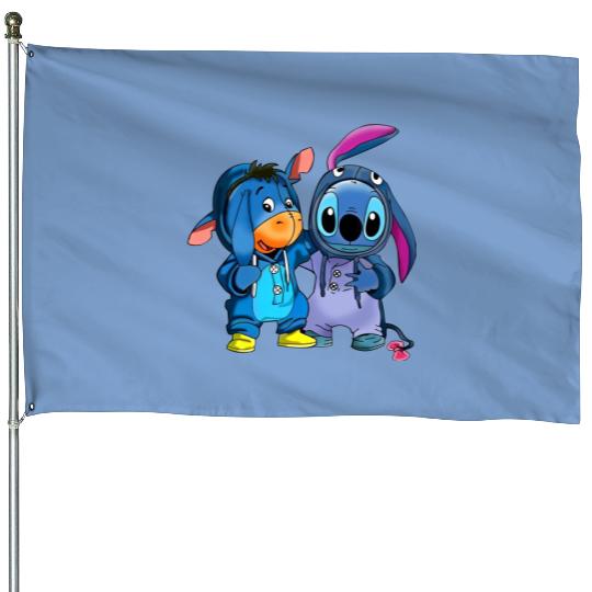 Disney Eeyore and Stitch Friends Lilo and Stitch Matching House Flags, Disney World House Flags