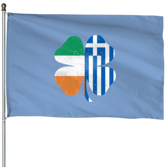 Greek Irish Shamrock Greece Ireland St. Patrick's Day House Flags House Flags