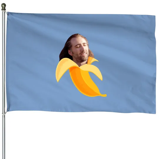 Nicolas cage in a banana House Flags
