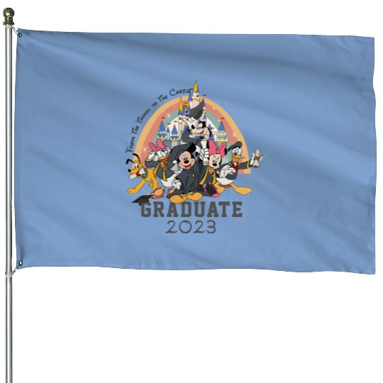 From the tassel to the castle Graduate 2023 House Flags, Disney Graduation Mickey & friends Happy Grad House Flags