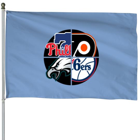 Philadelphia Sports Quad House Flags
