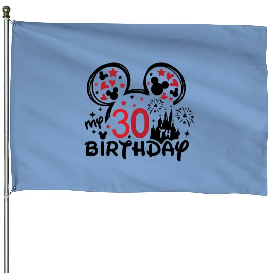 30th Birthday House Flags, Disney Squad, Minnie Mickey Birthday Squad House Flags