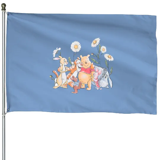 Winnie The Pooh Disney Comfort Color House Flags, Retro Winnie The Pooh House Flags