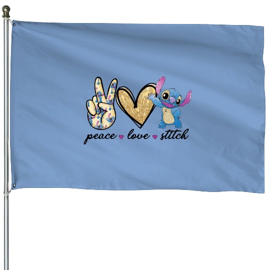 Peace Love Stitch House Flags, Stitch House Flags, Disney House Flags, Gift For Her, Lilo And Stitch House Flags, Disneyworld House Flags