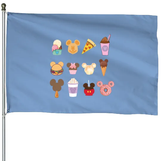Disney Snack House Flags, Disneyworld House Flags ,Disney Family Trip House Flags, Mickey Ears House Flags