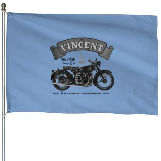 Vincent Black Shadow Classic Motorcycle T House Flags