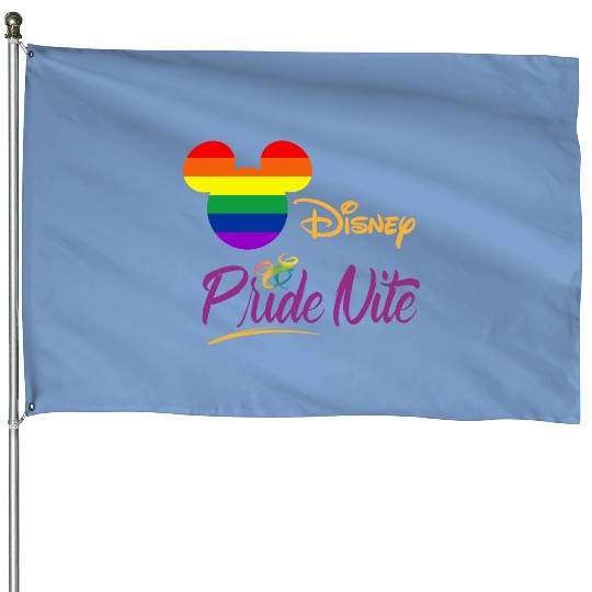 Mickey Mouse Lgbt Flag Rainbow House Flags, Disneyland After Dark Pride Nite, Mickey Pride Rainbow House Flags