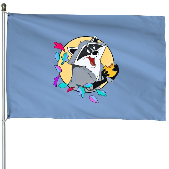 Disney Pocahontas Cute Meeko With Biscuits Retro House Flags
