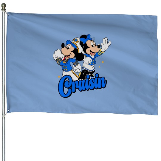 Cute Mickey Mouse & Minnie Magical Cruisin House Flags, Disney Cruise Line 25th Silver Anniversary At Sea House Flags