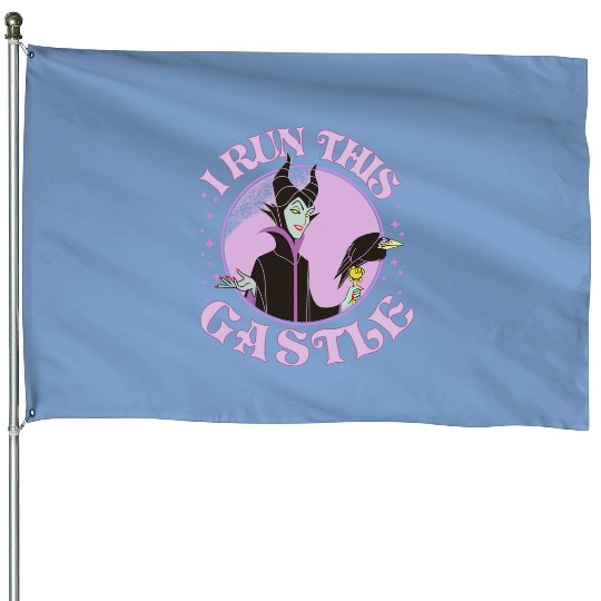 Disney Sleeping Beauty Villains Maleficent Runs This Castle Retro House Flags, WDW Trip Unisex House Flags