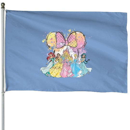 Watercolor Disney Princess House Flags, Disney Castle House Flags, Disney Birthday Princess