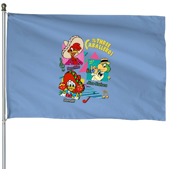 Retro 90s Disney The Three Caballeros House Flags, Jose Donald Duck Panchito House Flags