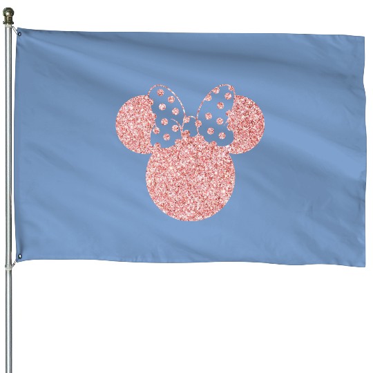 Disney House Flags, Disney Ear House Flags, Glitter Rose Gold Minnie